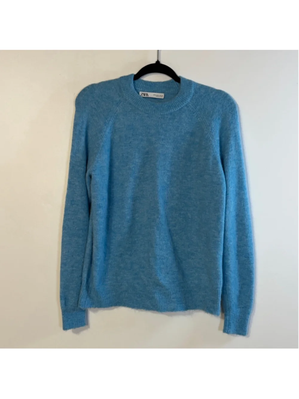 Zara Crewneck Sweater Women’s Small Alpaca Wool Blend Long Sleeve Blue